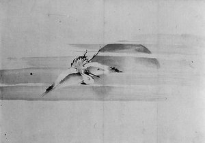Kraanvogel en Zon, 19e eeuw door Hokusai School.