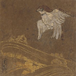 Golven en vogel, Edo-periode, late 16e-begin 17e eeuw door Hon