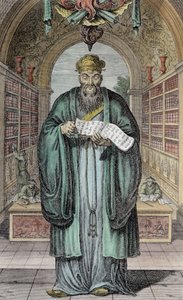 Kong-Fu-Tse, of Confucius, de beroemdste filosoof van China, gegraveerd door Henry Fletcher (fl.1729) door Honbleau