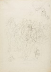 Een groep mannen en andere schetsen, 1857