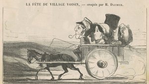 Op het platteland, geen stakingen van koetsiers... (recto); Dorpsbewoners tevreden met... (verso) door Honoré Daumier