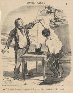 Op de gezondheid van de druif!... door Honoré Daumier