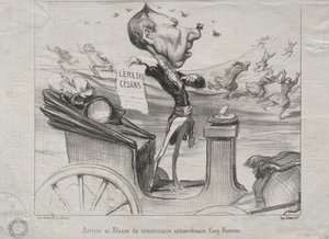 Actualiteiten nr. 81: De aankomst in de Elzas van de buitengewone commissaris, Coco Romieu, 1850 door Honoré Daumier