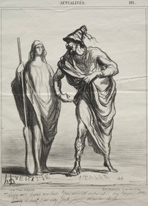 Actualiteiten, plaat 181: Wat denk je dat ik ben! Neem mijn arm door Honoré Daumier