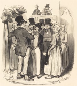 Ah! Gringalet uit Parijs... je zult komen dansen... door Honoré Daumier