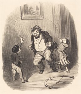 Kom op, papa... nog... tweeëndertig rondjes!... door Honoré Daumier