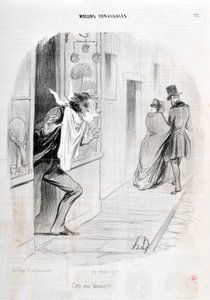 Kunstwerk door Honore Daumier (1808-1879). Charivari dateert uit 1840 Serie MORIES CONJUAL Het is mijn vrouw!!! MUSEUM VAN SCHONE KUNSTEN - PALEIS LONGCHAMP, MARSEILLE door Honoré Daumier