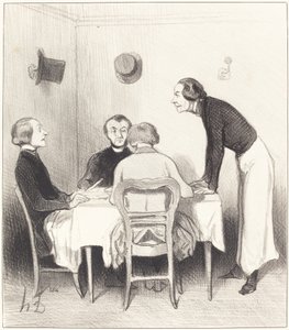 Wortel van het restaurant door Honoré Daumier