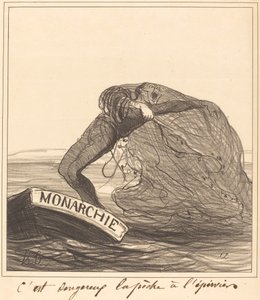 Het is gevaarlijk, vissen met een werpnet door Honoré Daumier