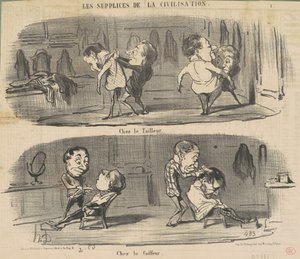 Bij de kleermaker bij de kapper door Honoré Daumier