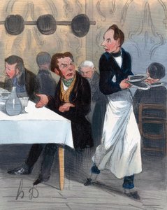 Klagende klant in restaurant door Honoré Daumier