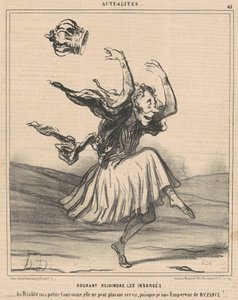 Rennend om zich bij de opstandelingen aan te sluiten door Honoré Daumier
