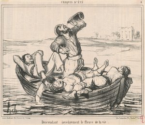Vrolijk de Rivier van het Leven Afvarend door Honoré Daumier