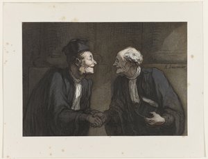 Deux avocats: la poignée de main door Honoré Daumier
