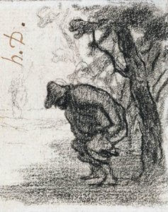 Don Quichot en Sancho Panza achter een boom door Honoré Daumier