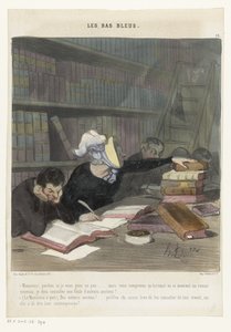 Figuren achter een leestafel in een openbare bibliotheek