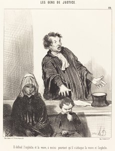 Hij verdedigt de wees en de weduwe, tenzij... door Honoré Daumier
