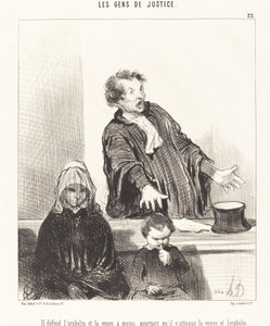 Hij verdedigt de wees en de weduwe, tenzij... door Honoré Daumier