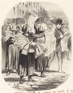 Ongemak van het Kopen van een Krant... door Honoré Daumier