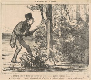 Ik denk dat ik een haas heb ... door Honoré Daumier