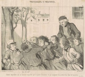 Onvoorzichtige jongeren die zich laten meeslepen... door Honoré Daumier
