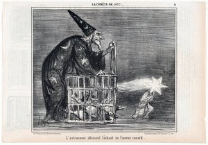 De komeet van 1857, De Duitse astronoom laat een beroemde eend los, uit Le Charivari, pub. 1858 door Honoré Daumier