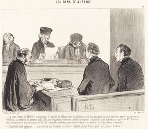 Het Hof, het beraadslagen beëindigend... door Honoré Daumier