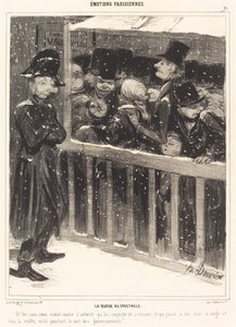 De rij bij de voorstelling door Honoré Daumier