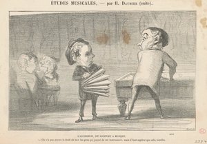 De accordeon, ook wel muziekblaasbalg genoemd door Honoré Daumier