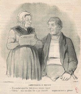 De trouwdag door Honoré Daumier