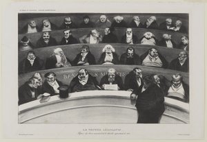 Le Ventre Législatif: Aspect des bancs ministériels de la chambre improstituée de 1834, of De Wetgevende Buik: Uitzicht op de ministeriële banken in de Kamer van Prostitutie van 1834 door Honoré Daumier