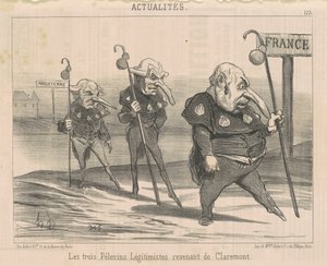 De drie legitimisten ... terugkerend van Claremont door Honoré Daumier