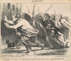 De vijand van honden die de onvoorzichtigheid had... door Honoré Daumier