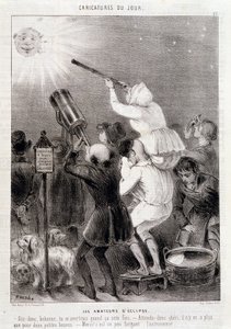 De liefhebbers van Eclipse - Gravure door Daumier, in "Charivari", ca. 1840 door Honoré Daumier