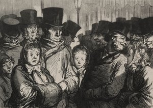Les théâtres: sortant du drame et sortant des funambules door Honoré Daumier