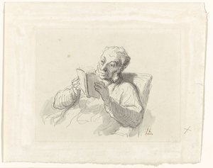 Lezende man door Honoré Daumier