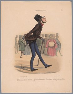 Man loopt op te kleine schoenen door Honoré Daumier