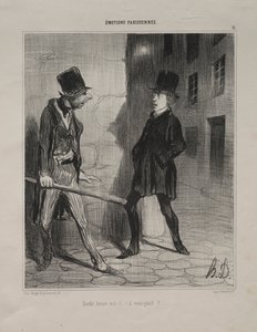 Parijse emoties, plaat 11: Hoe laat is het alstublieft, 24 november 1839 door Honoré Daumier