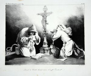 Toen de duivel oud werd, werd hij kluizenaar, gepubliceerd 1835 door Honoré Daumier