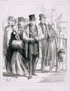 Herinnering aan Kunstenaars - Zondag in de Jardin des Plantes door Honoré Daumier