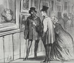 De Tentoonstelling van 1859 plaat 8: De schilder die een schilderij geweigerd kreeg..., 1859 door Honoré Daumier