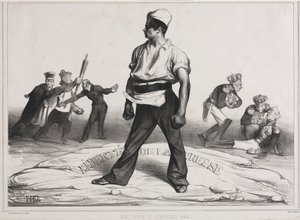 De Maandelijkse Vereniging (plaat 20): Bemoei je er niet mee! door Honoré Daumier