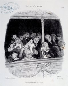 Het vijfde bedrijf heeft de Gaite. Uitdrukkingen van het gezicht van het publiek tijdens de show (verveling, vermoeidheid, desinteresse) Caricatuur door Honoré Daumier (1808-1879) door Honoré Daumier