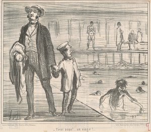 Tiens papa! ... een aap! ... door Honoré Daumier