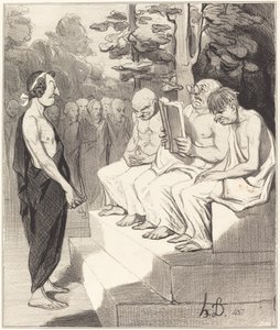 Telemachus ondervraagd door de Wijzen door Honoré Daumier