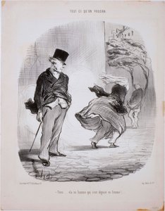 Alles wat je wilt - Kijk... Daar is een man die zich heeft verkleed als vrouw... door Honoré Daumier