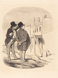 Twee mannen te midden van ruïnes door Honoré Daumier