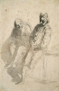 Twee Saltimbanques door Honoré Daumier