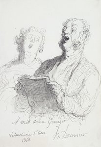 Twee zangers door Honoré Daumier