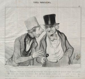 Types Parisiens, plaat 26: Ja, Meneer, uw respectabele uitstraling moedigt mij aan..., 29 mei 1840 door Honoré Daumier
